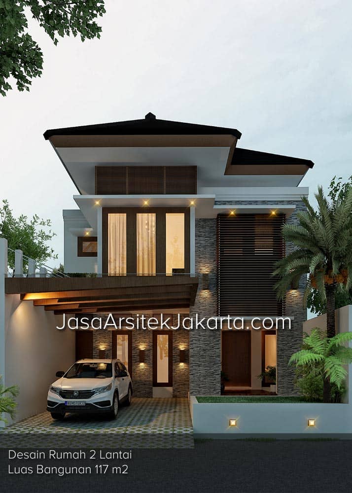  Desain  Rumah  2 Lantai  Luas  Bangunan 117 m2 Bp Emir Lampung 