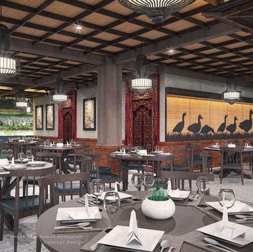 Desain Interior Restoran Bebek Tepi Sawah – Bali
