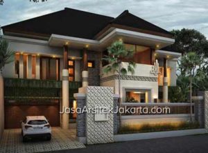 Desain Rumah Megah Double Facade Luas bangunan 570 m2 Gaya Bali Tropis