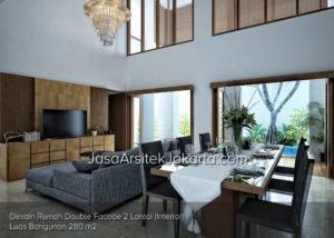 Desain Rumah Double Facade 2 Lantai Luas Bangunan 280 m2 (interior)