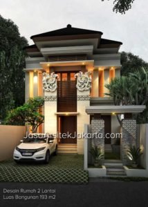 Desain Rumah 2 Lantai Luas Bangunan 193 m2 lebar depan 8 m