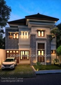 Desain Rumah 2 Lantai Luas Bangunan 218 m2 - Jasa Arsitek Jakarta