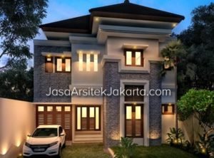 Desain Rumah 2 Lantai Luas Bangunan 218 M2 lebar 10 m