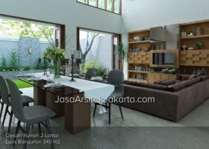 Desain Living room Rumah 2 Lantai Luas Bangunan 340 m2 di Jakarta