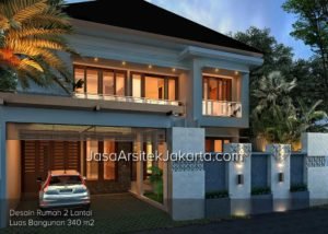 Desain Rumah 2 Lantai Luas Bangunan 340 m2 di Jakarta