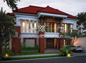 Desain Rumah Double Facade 2 Lantai Luas Bangunan 270 m2 di Jakarta