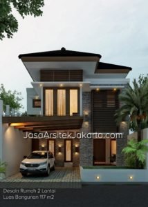 Desain Rumah 2 Lantai Luas Bangunan 117 m2