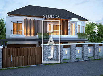 Desain Rumah 2 Lantai Luas 320m2 Bp Isra di Jakarta