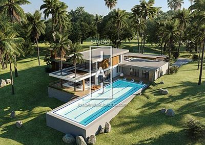 Desain Rumah Modern Style luas 560 m2 di Pangandaran Jawa Barat