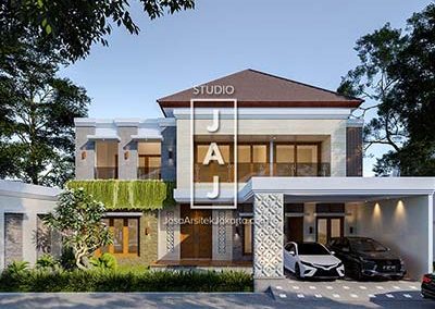 Desain Rumah 2 Lantai 304 m2 Bali Modern Bapak Johan di Pekanbaru