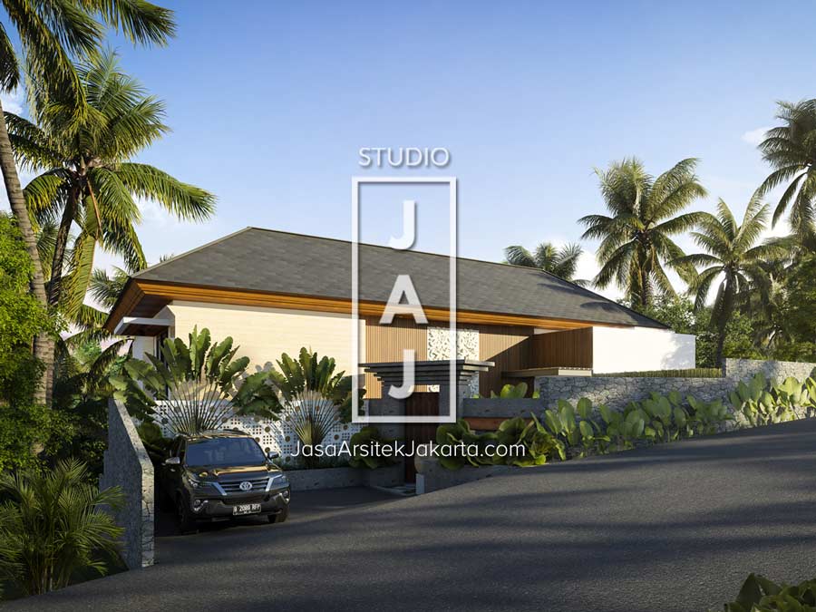 Desain Villa 2 Lantai 232 m2 Style Modern Tropis Bapak Sutrisno di