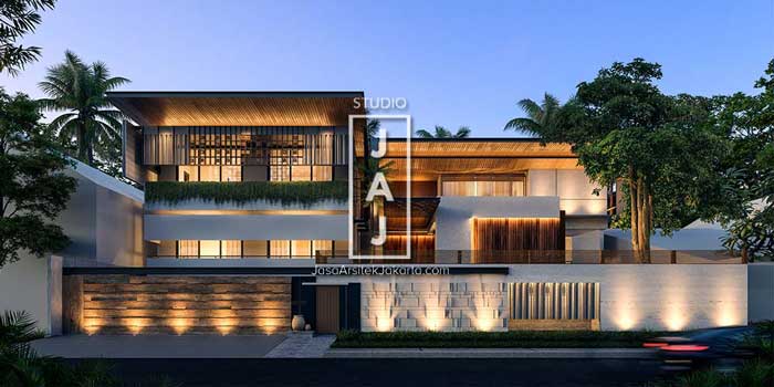 Desain Rumah Mewah 2 Lantai 10 Kamar Tidur Bergaya Kontemporer Di Jakarta Jasa Arsitek Jakarta