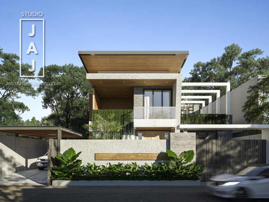 desain fasad rumah modern 2 lantai di jawa barat