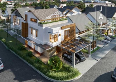 Renovasi Rumah 3 Lantai bergaya Bali Modern di Lahan Hook