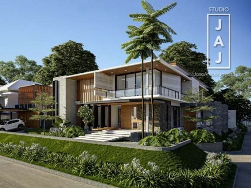 Rumah 2 Lantai dengan Konsep Open Plan pada Lahan Hook