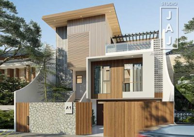 Desain Rumah dan Kost Tropical Modern 3 Lantai yang Simple dan Elegan