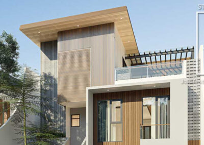 Desain Rumah dan Kost Tropical Modern 3 lantai yang simple dan elegan