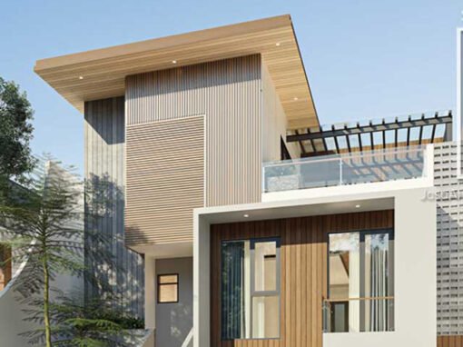 Desain Rumah dan Kost Tropical Modern 3 lantai yang simple dan elegan