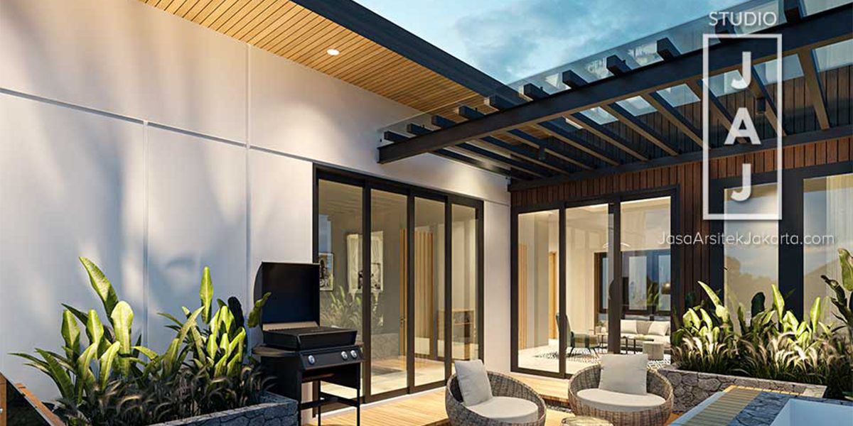 Desain Rumah dan Kost Tropical Modern 3 lantai yang simple dan elegan 3